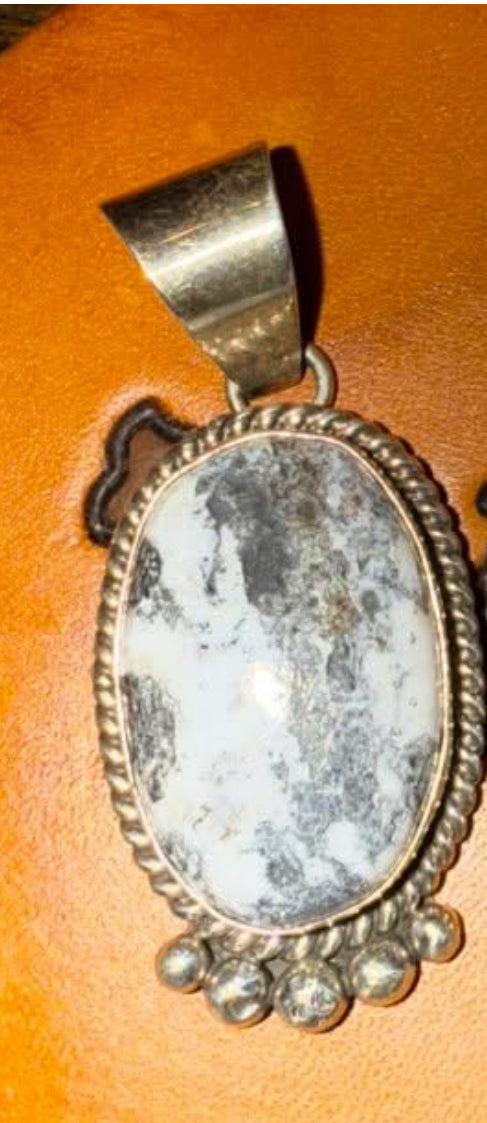 Navajo Sterling Silver White Buffalo Pendant