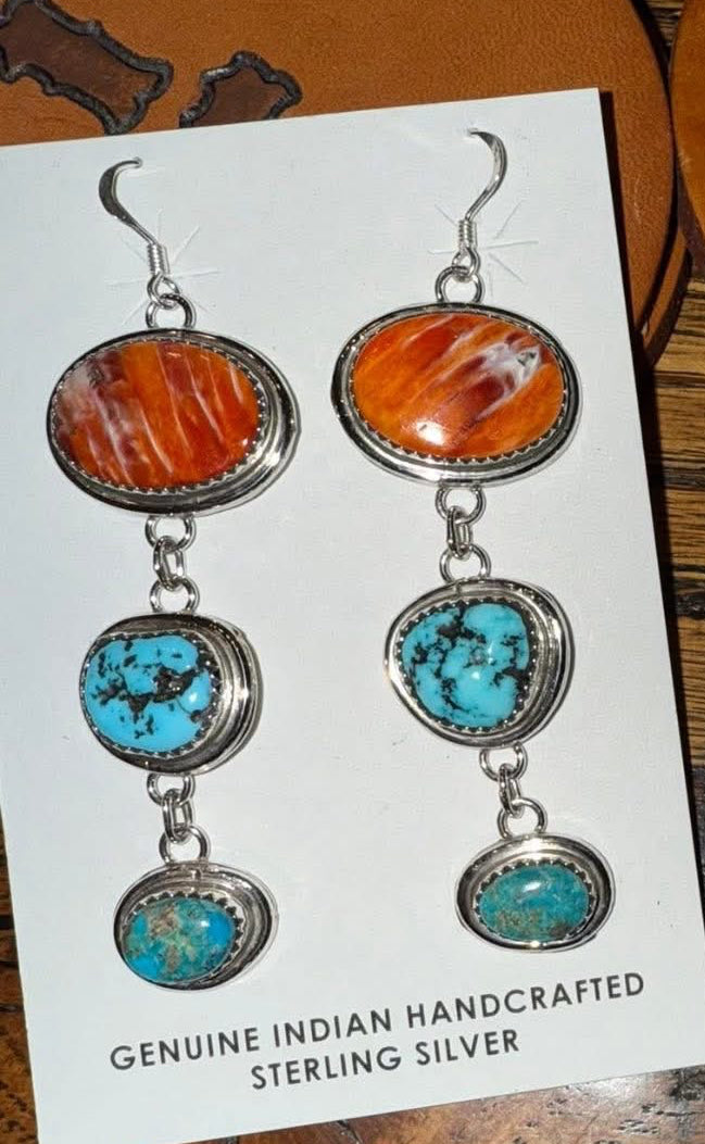 Navajo Sterling Silver Multi Stone Earrings