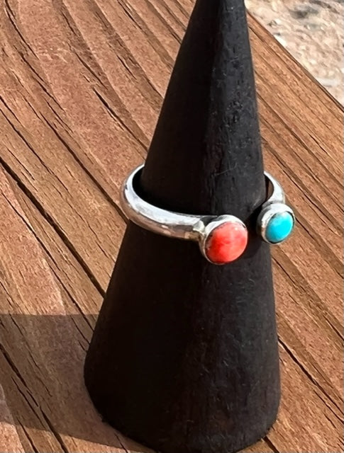 Sterling Silver Turquoise Spiny Ring Size Adjustable