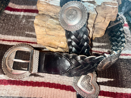 Western Belt Heart and Round Conchos