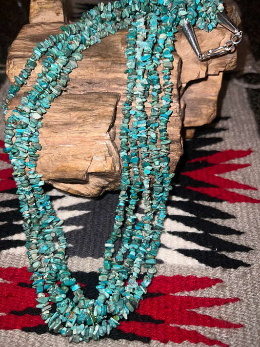 Navajo Chip Turquoise Multi Strand Necklace