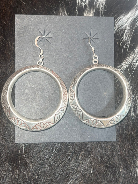 Hold Tammy Romero  Sterling Silver Dangle Hoop Earrings