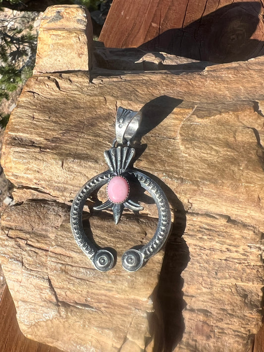 Reserved Navajo sterling silver pink conch shell Naja