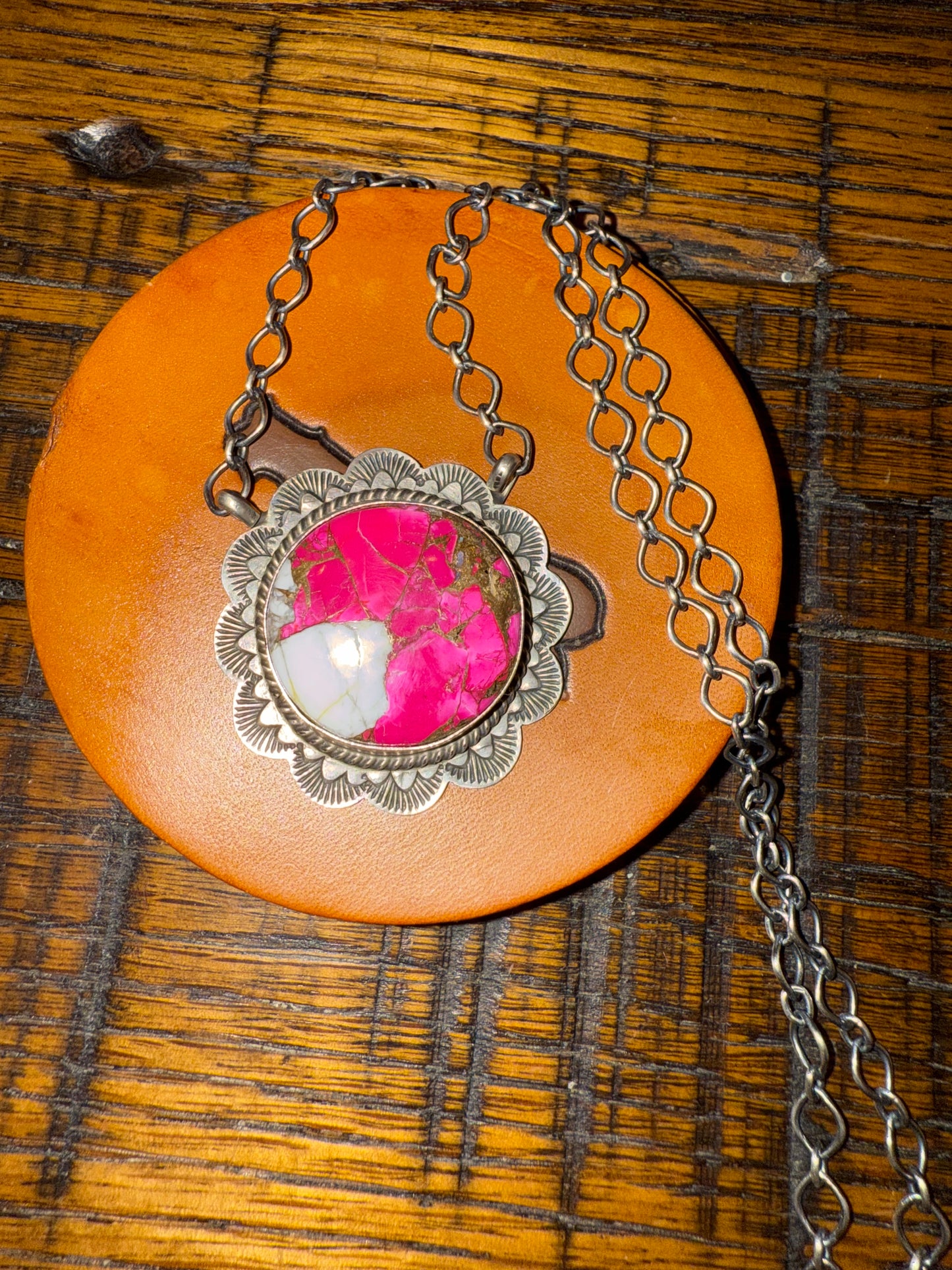 Navajo Stunnimg Sterling Hot Pink Necklace
