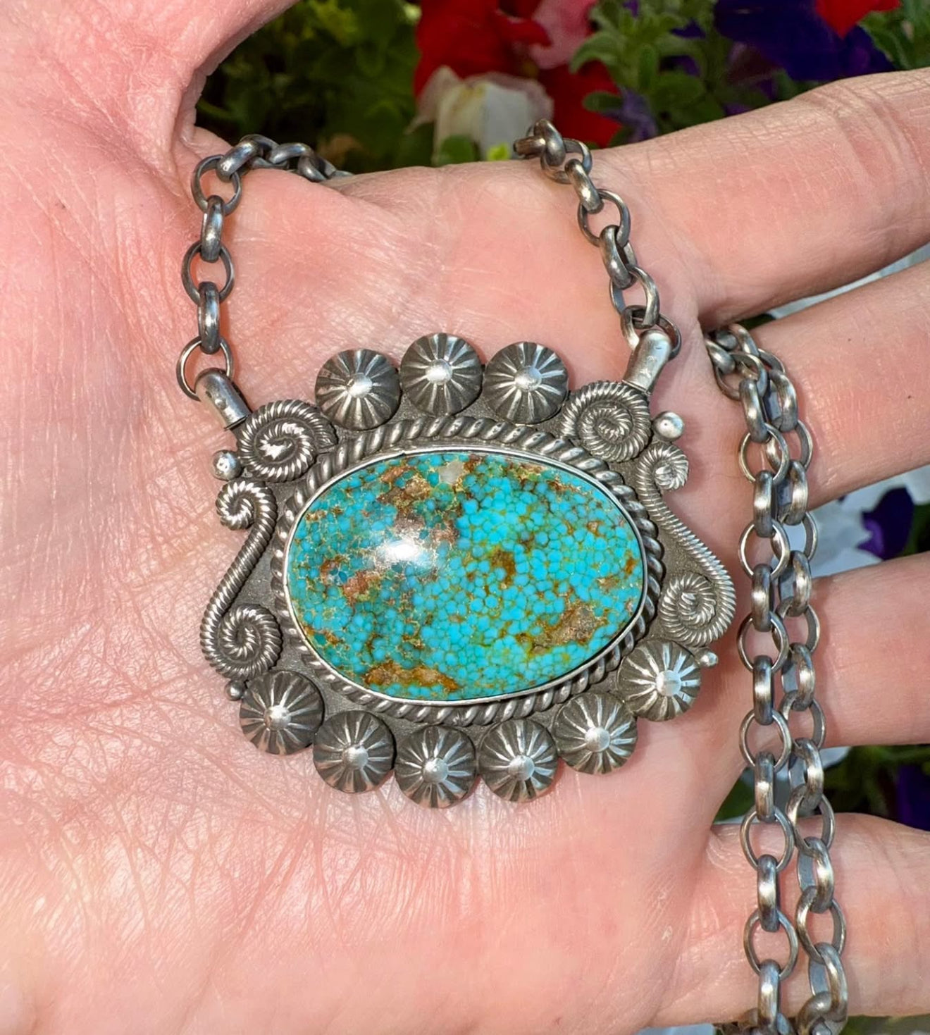 Navajo Made Sterling Turquoise Nwcklace By Calladitto