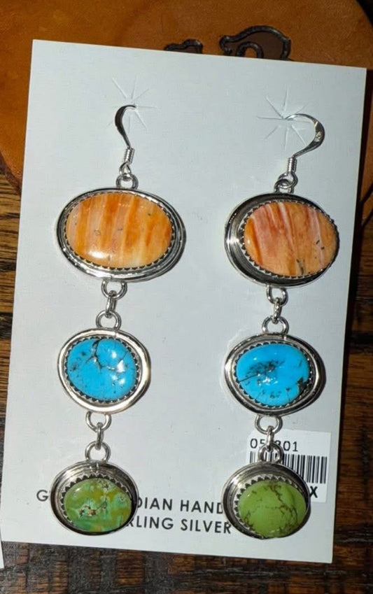 Navajo Sterling Silver Mulit Stone Earrings