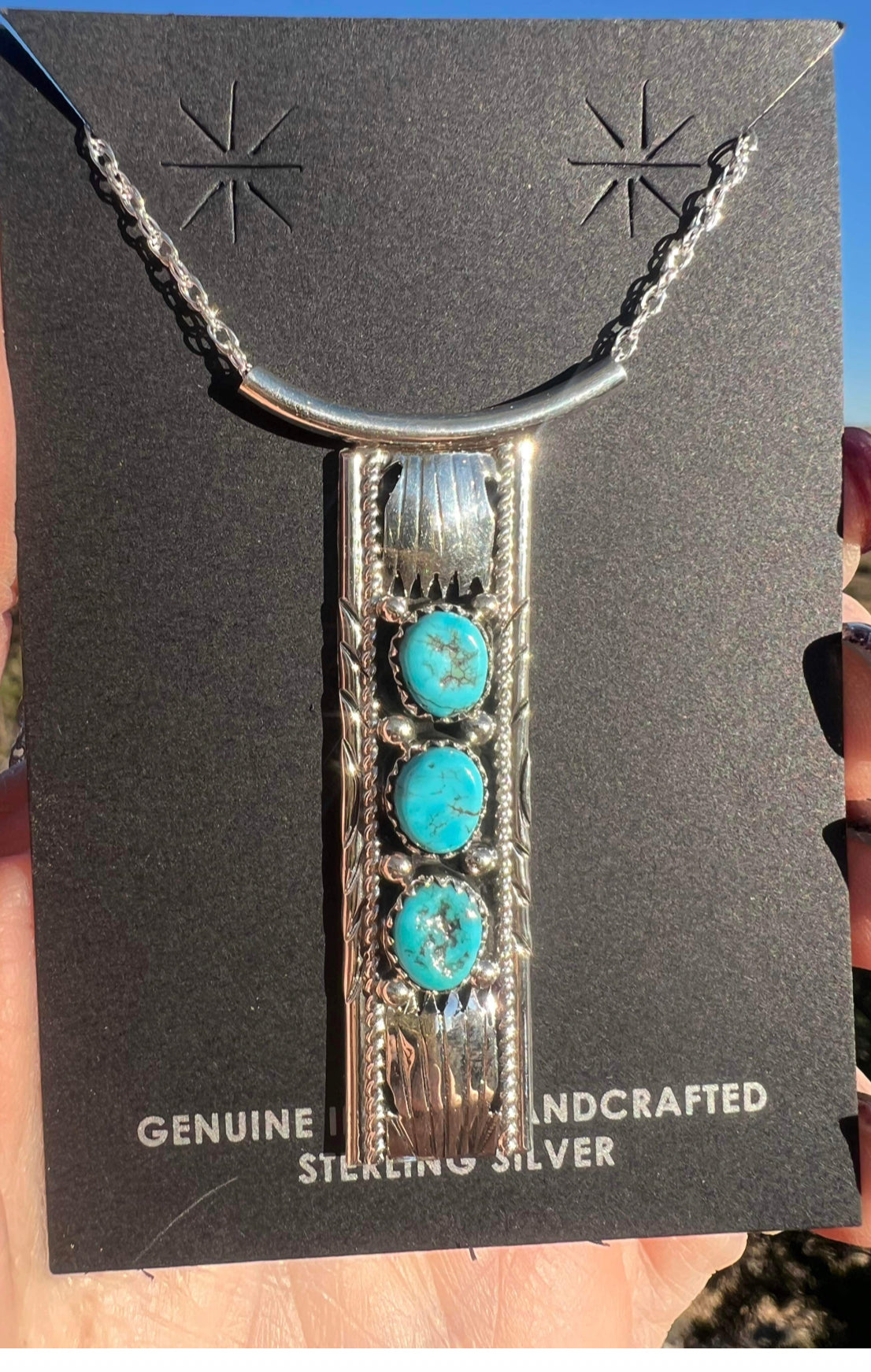 Navajo made sterling turquoise necklace