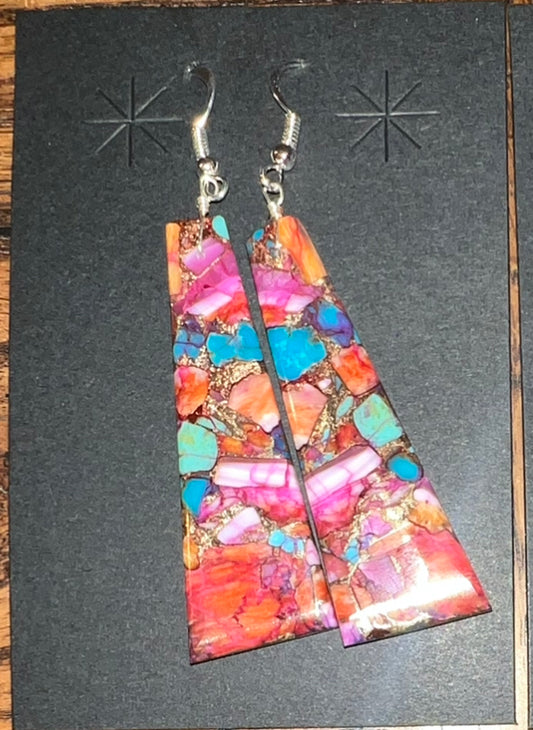 Navajo compressed slab dangle earrings