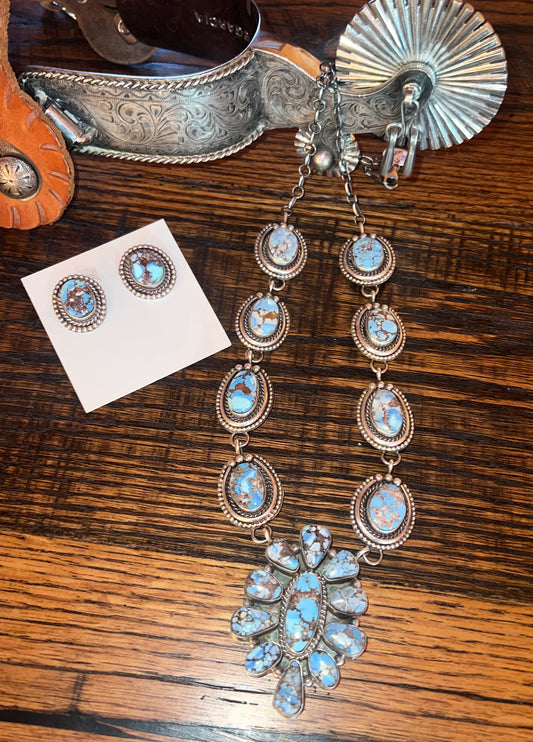 Navajo sterling golden hills necklace and earrings set