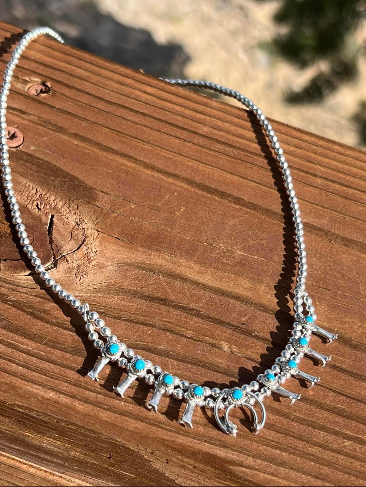 Navajo made mini choker squash blossom