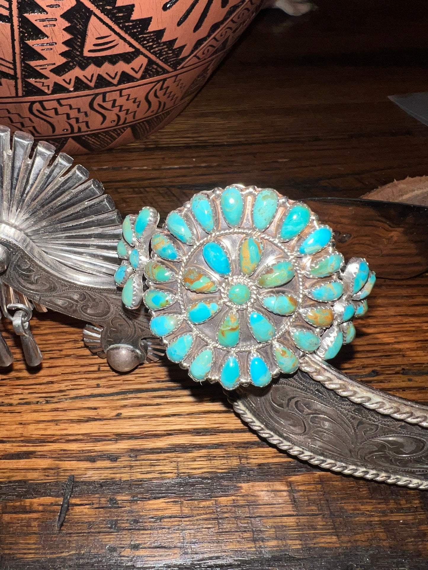 Navajo Sterling Turquoise Cluster Bracelet Reserved LeDonna