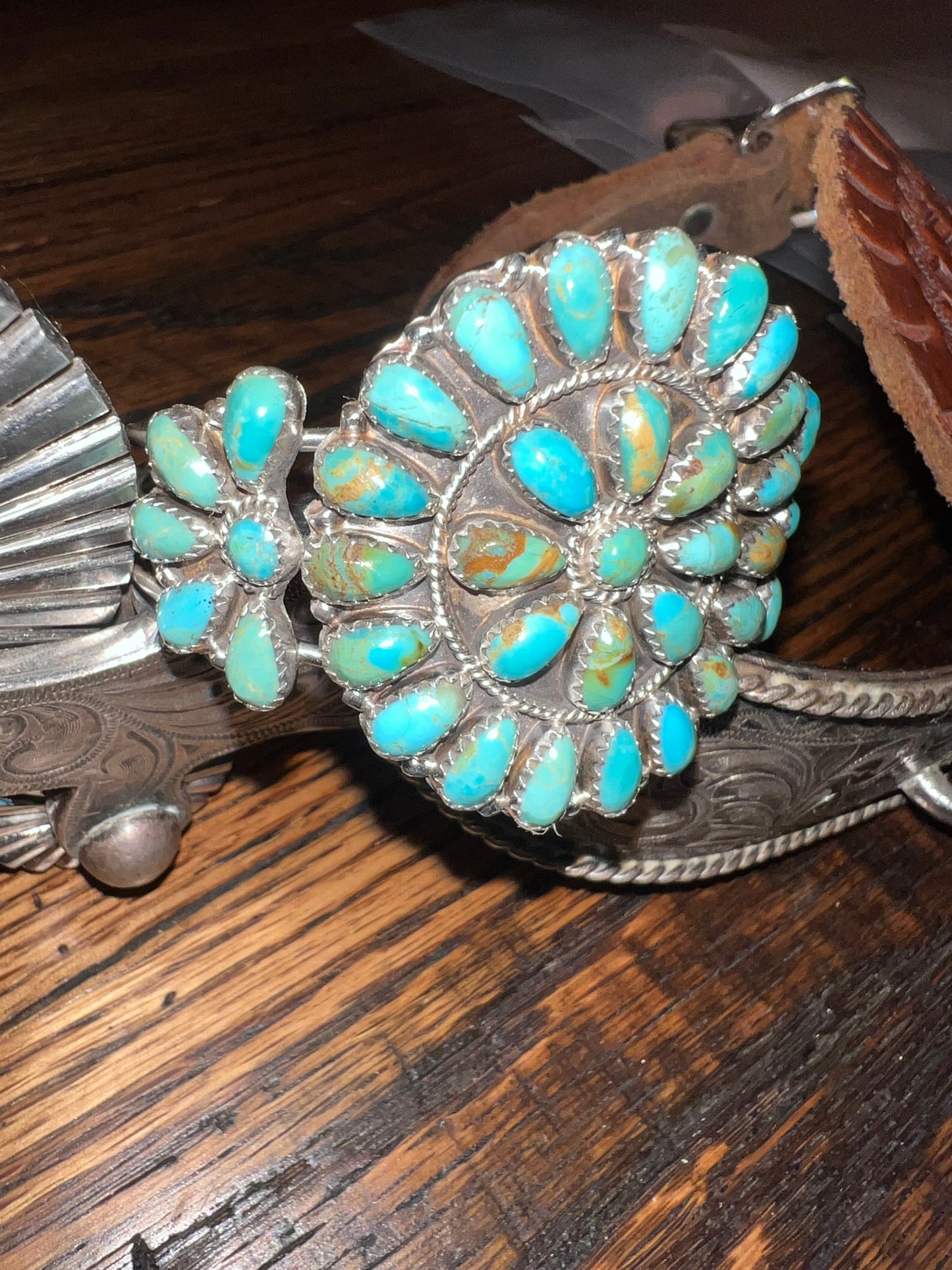 Navajo Sterling Turquoise Cluster Bracelet Reserved LeDonna