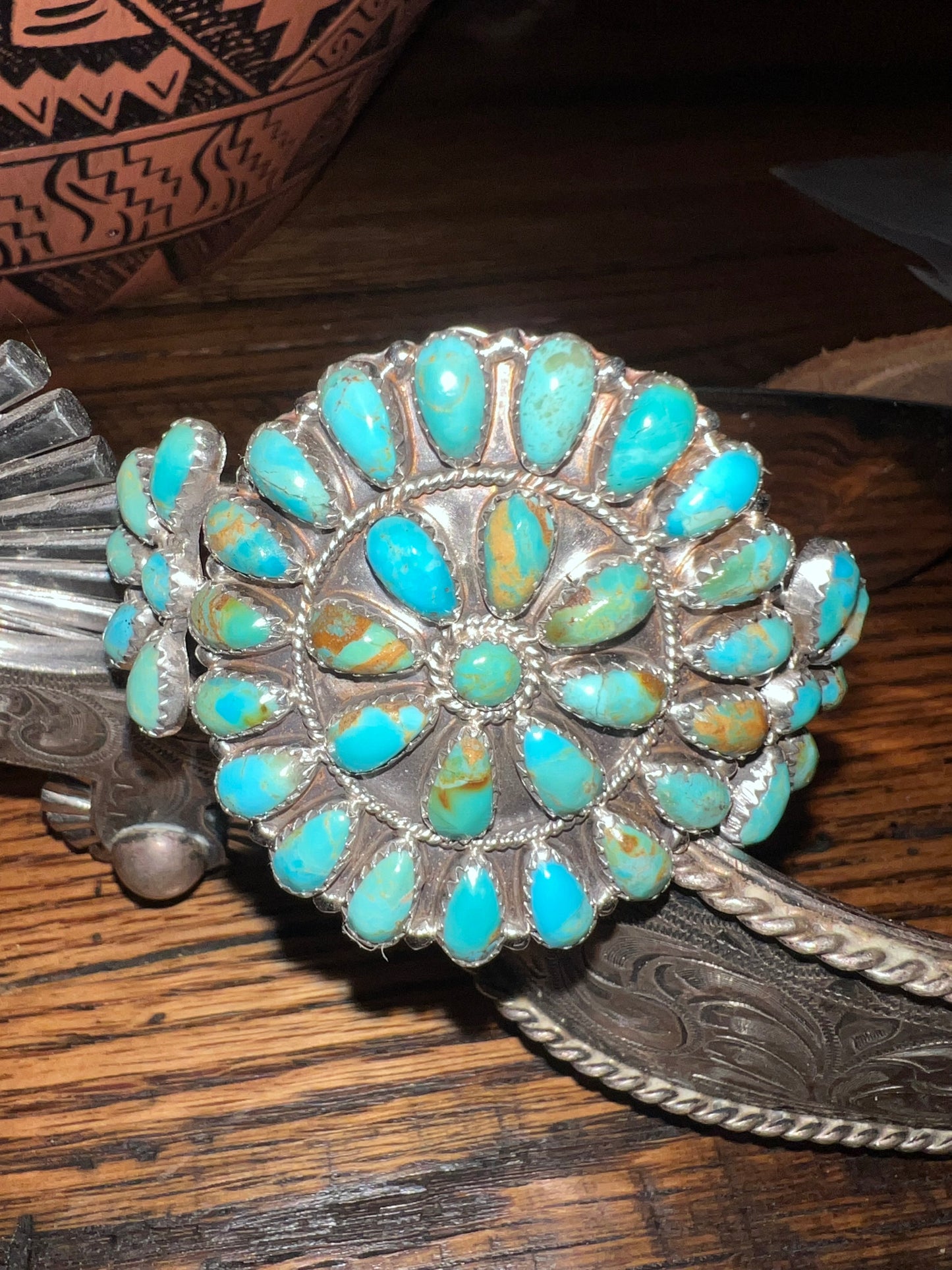 Navajo Sterling Turquoise Cluster Bracelet Reserved LeDonna