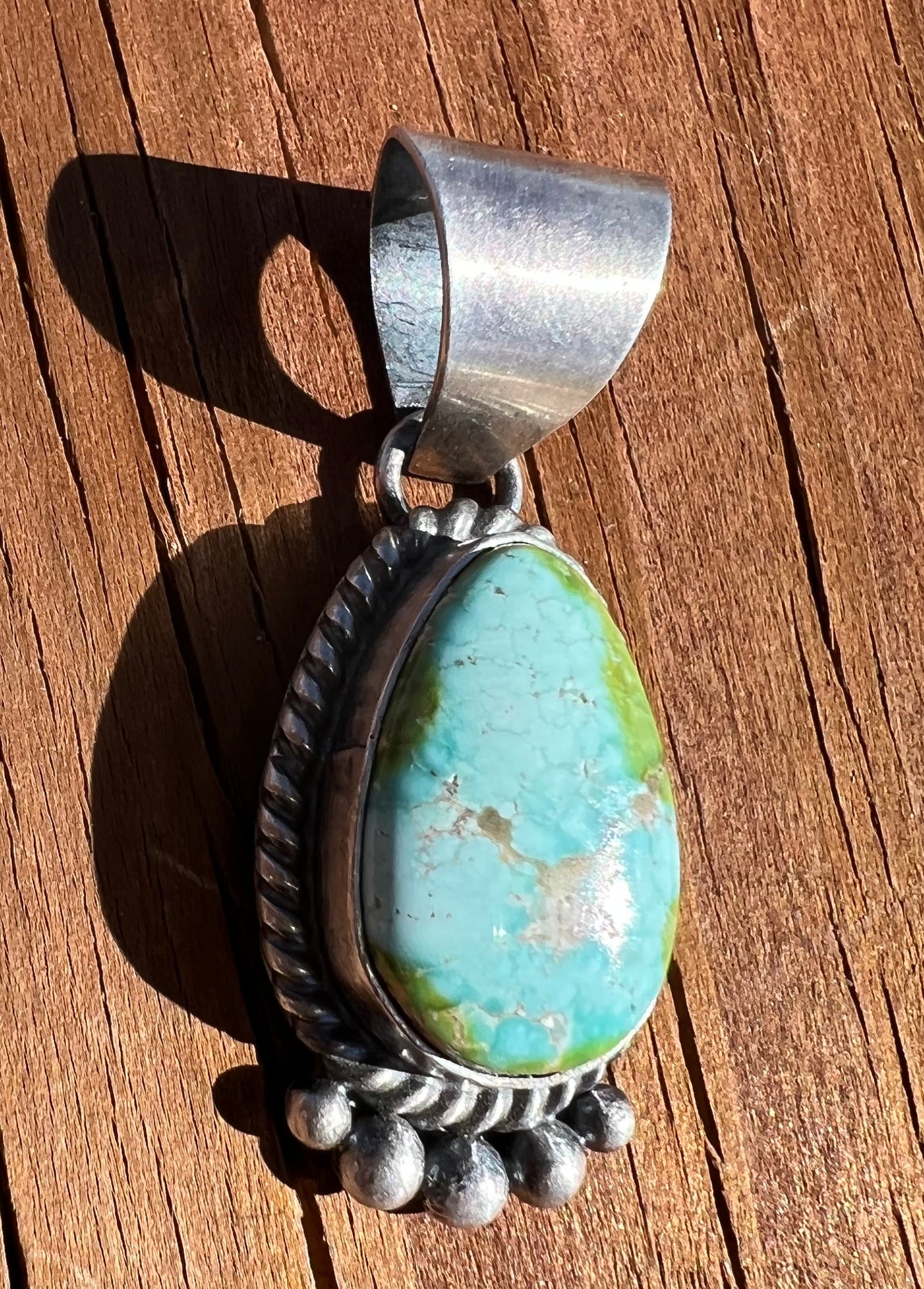 Navajo Sterling Silver Sonoran Turquoise Pendant