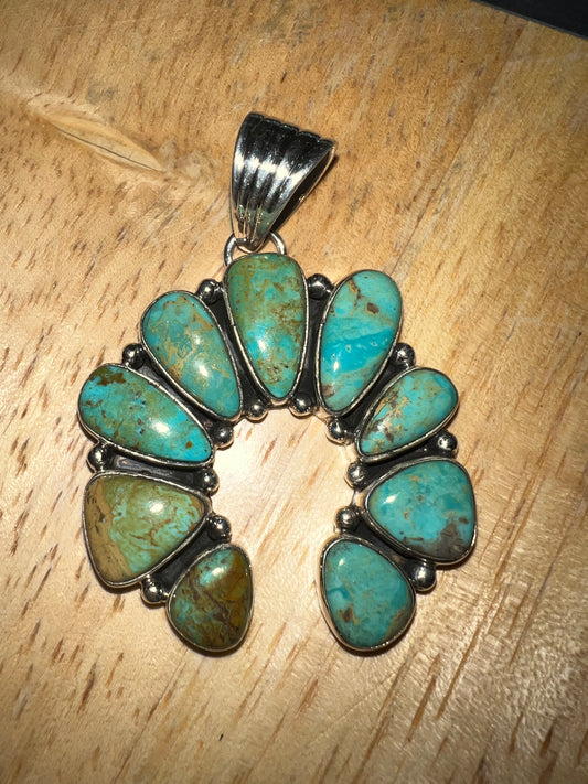 Southwest Sterling Silver Turquoise Naja Pendant