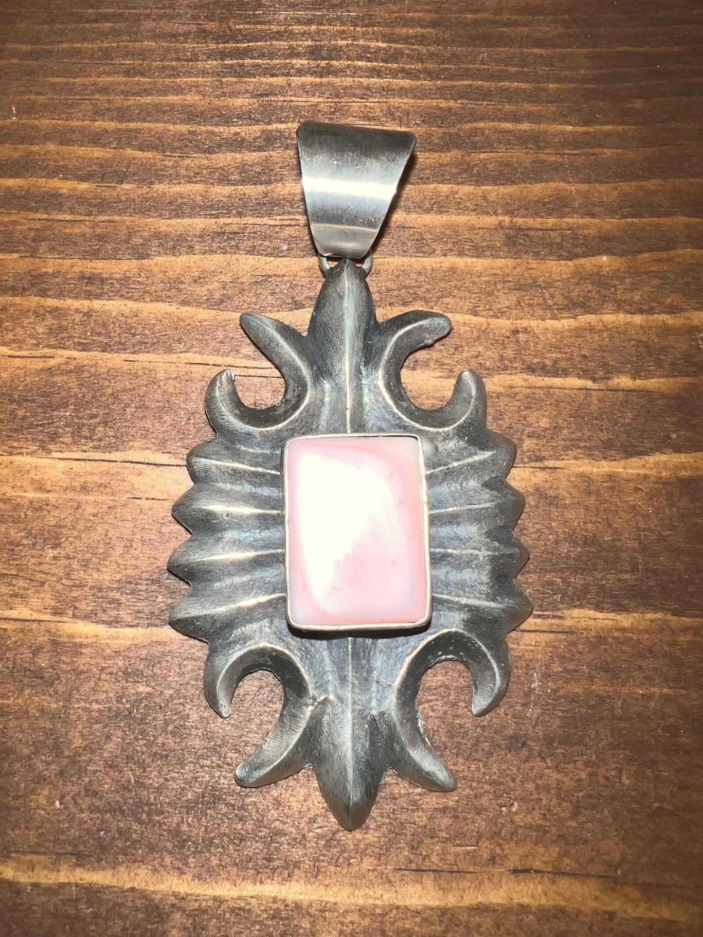 Gorgeous Sterling Silver Pink Conch Shell Pendant