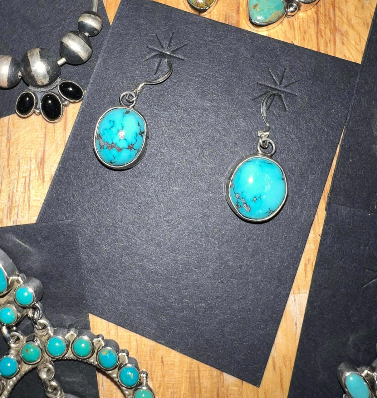 Navajo made sterling silver turquoise earrings