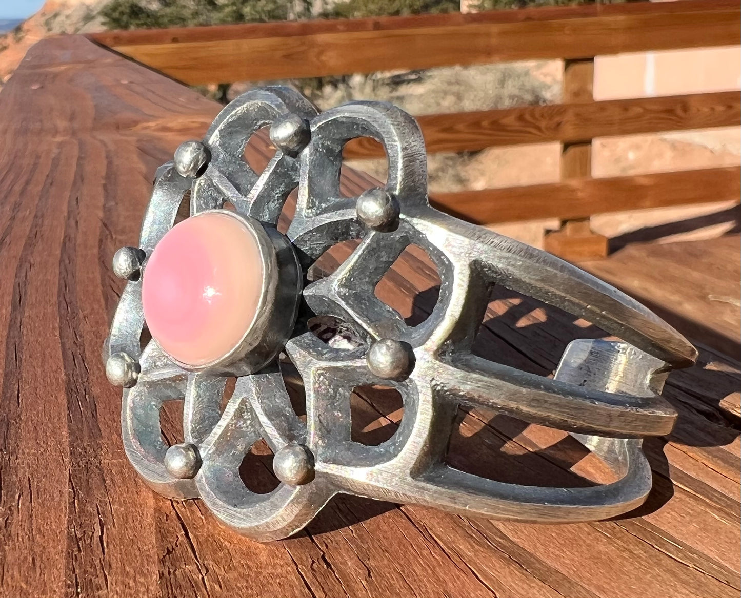 Gorgeous Sterling Silver Pink Cotton Candy Cuff