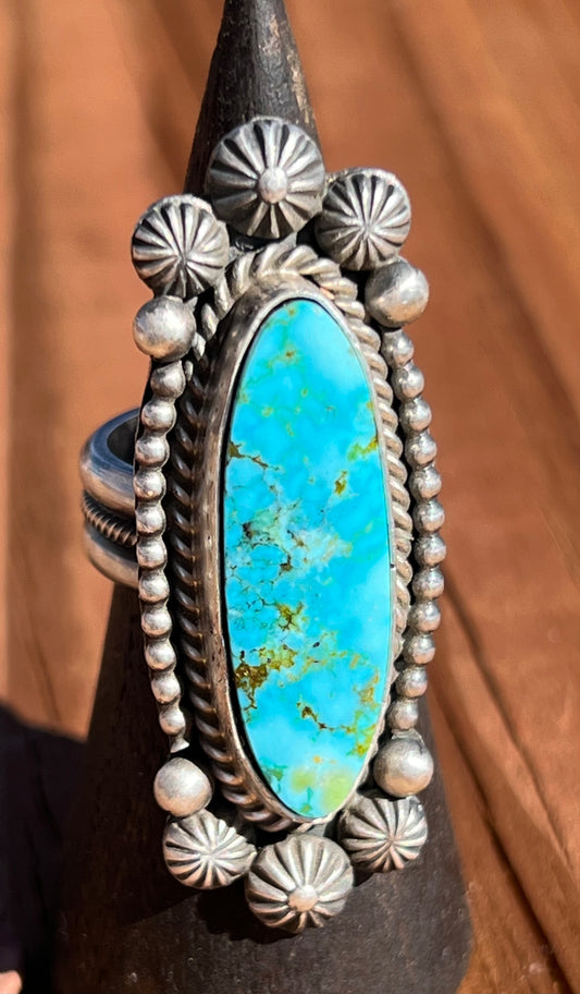 Navajo Sterling Silver Turquoise Ring Size 8.25