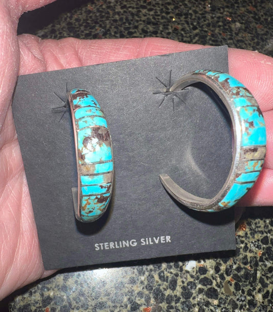 Zuni Sterling Silver Hoop Earrings