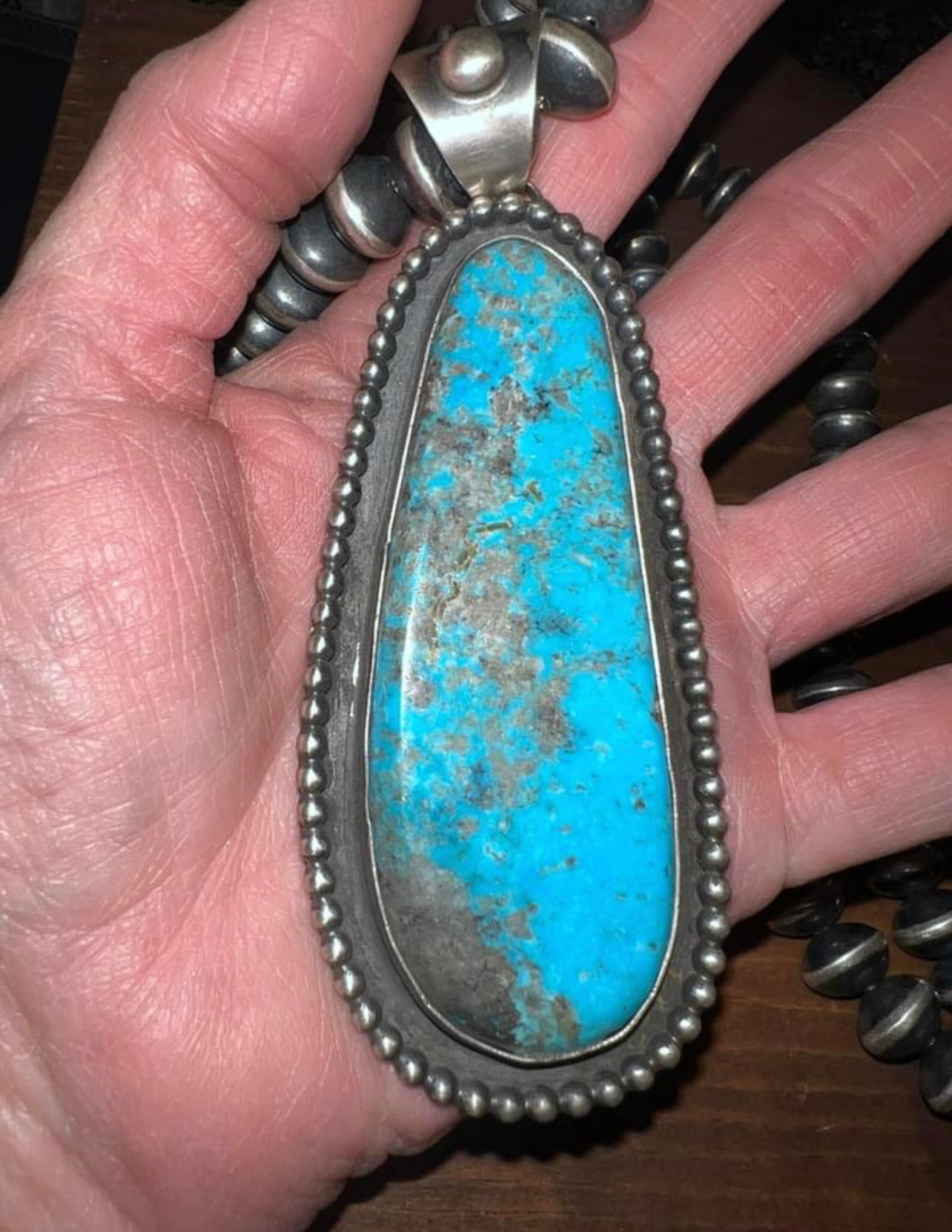 Huge Show Stopper Turquoise Sterling Pendant