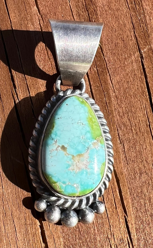 Navajo Sterling Silver Sonoran Turquoise Pendant