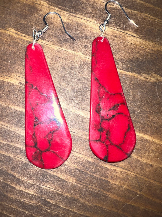 Navajo made red slab dangle earrings