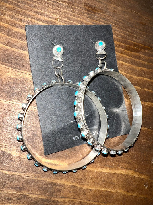 Sterling Silver Turquoise Snake Eyes Earrings