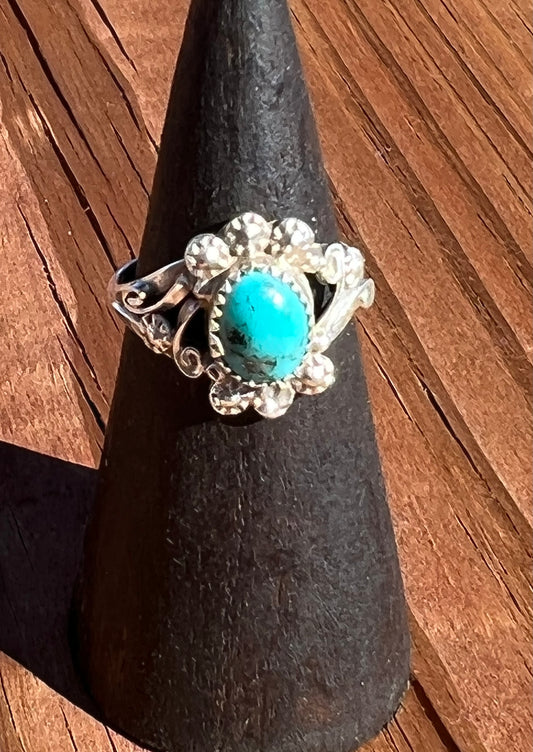 Navajo Sterling Silver Turquoise Ring Size 7