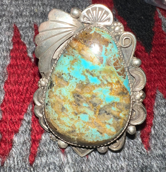 Huge Sterling Southwest Turquoise Ring