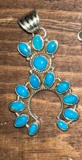 Southwest sterling silver turquoise naja pendant