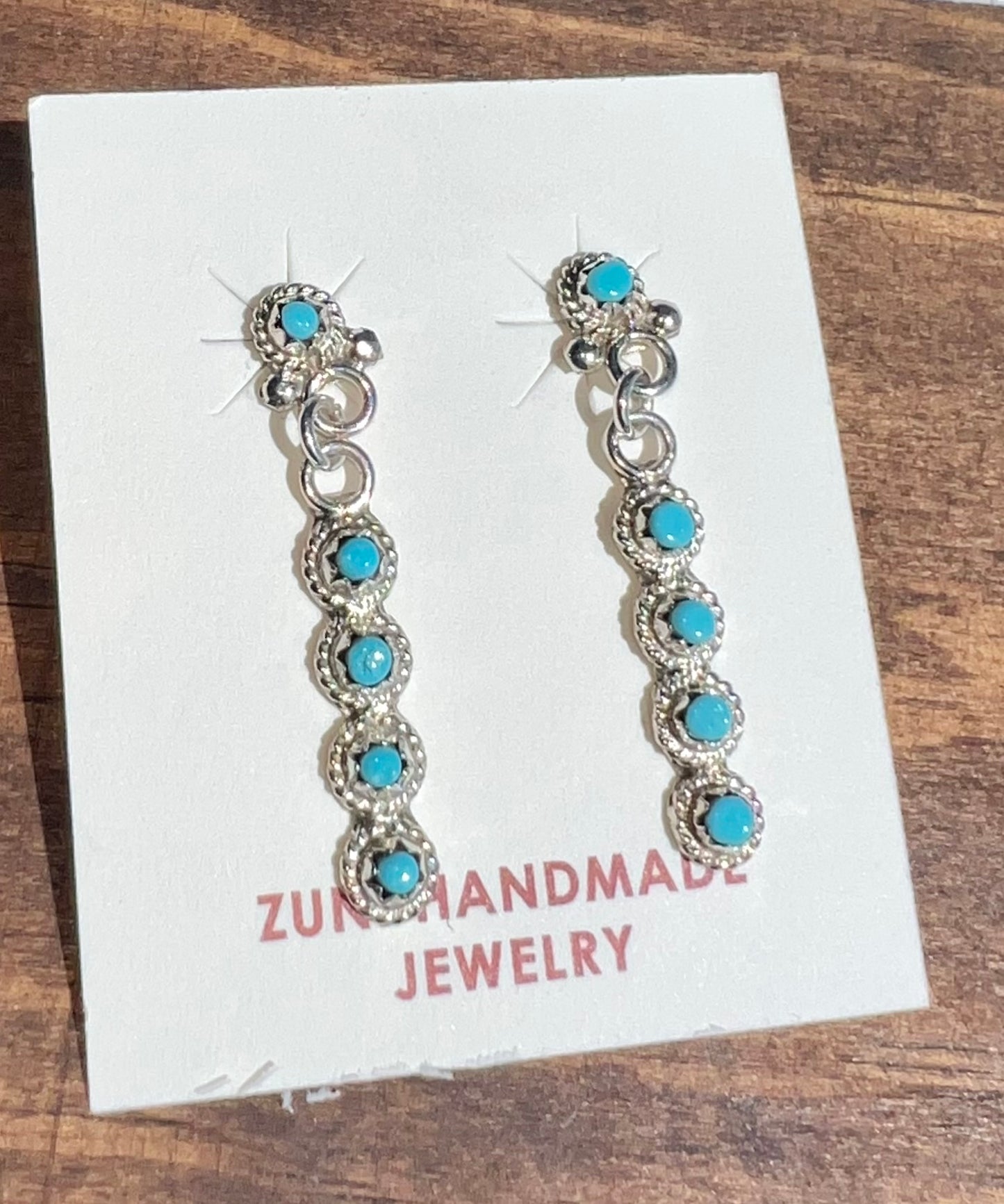 Zuni sterling silver turquoise snake eyes earrings