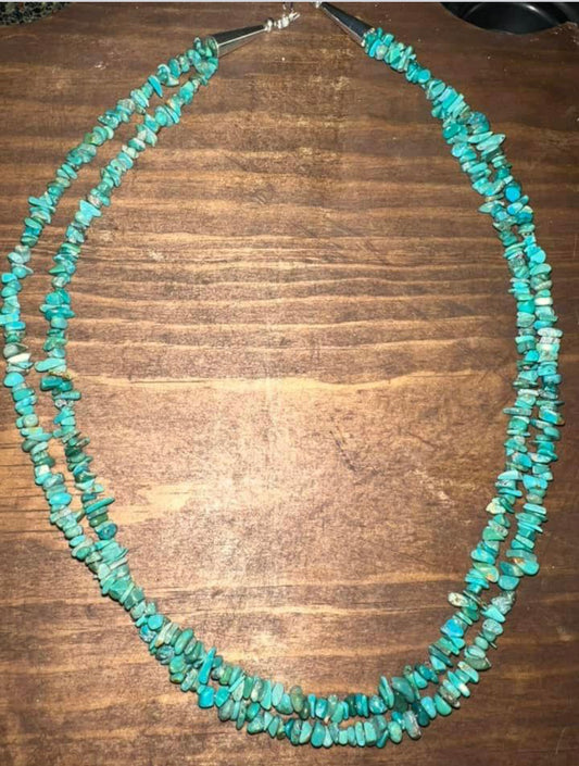 Navajo Made Turquoise Two Strand Necklace