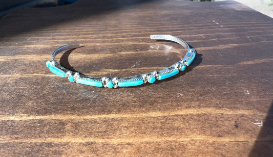 Zuni sterling silver turquoise stacker bracelet