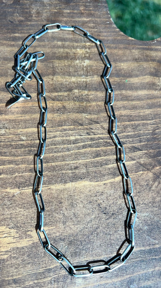 Navajo made sterling silver paper clip chain