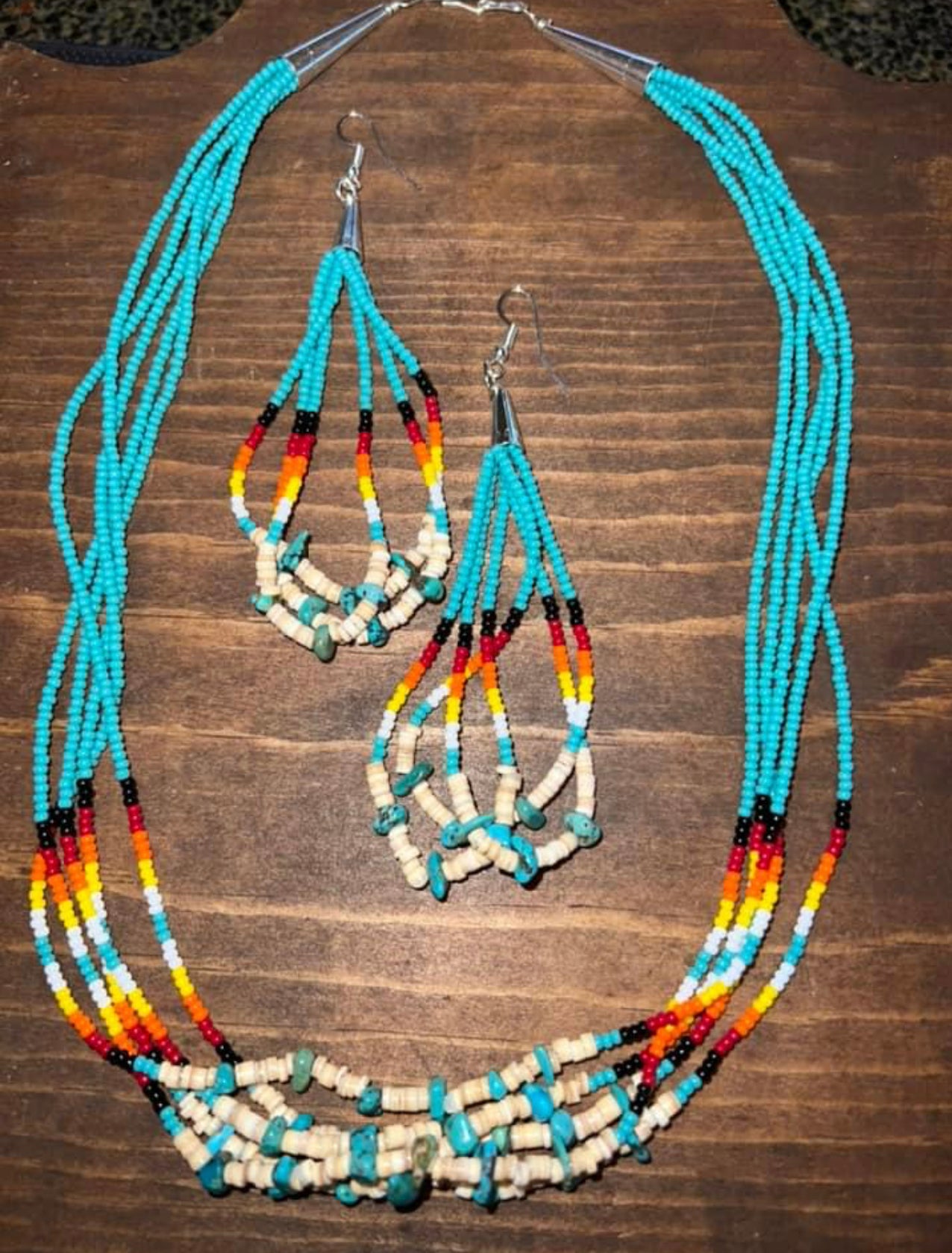 Navajo made Beaded Necklace and earrings set