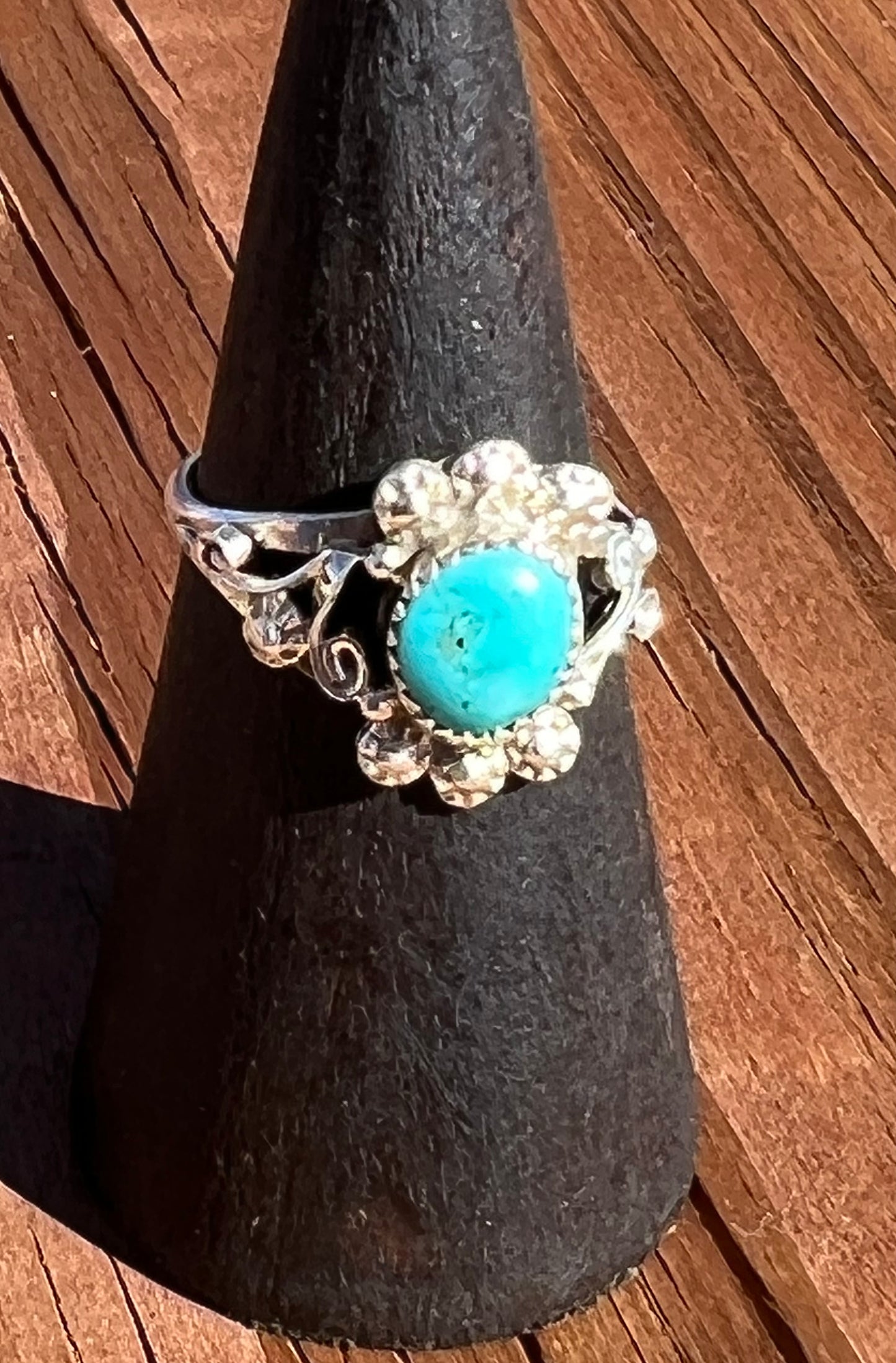 Navajo Sterling Silver Turquoise Ring Size 8.5