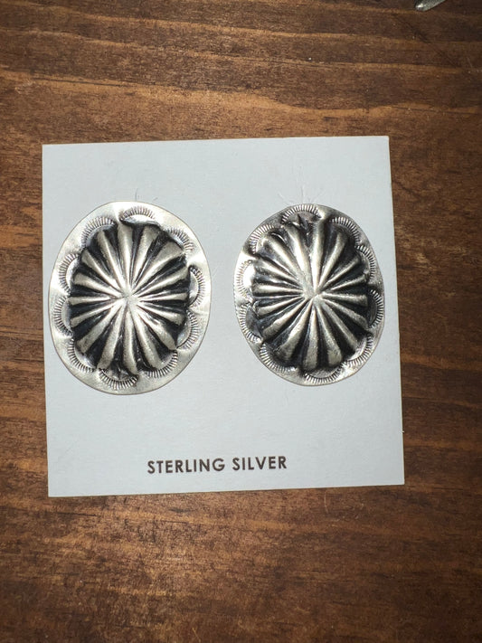 Navajo made sterling silver concho earrings