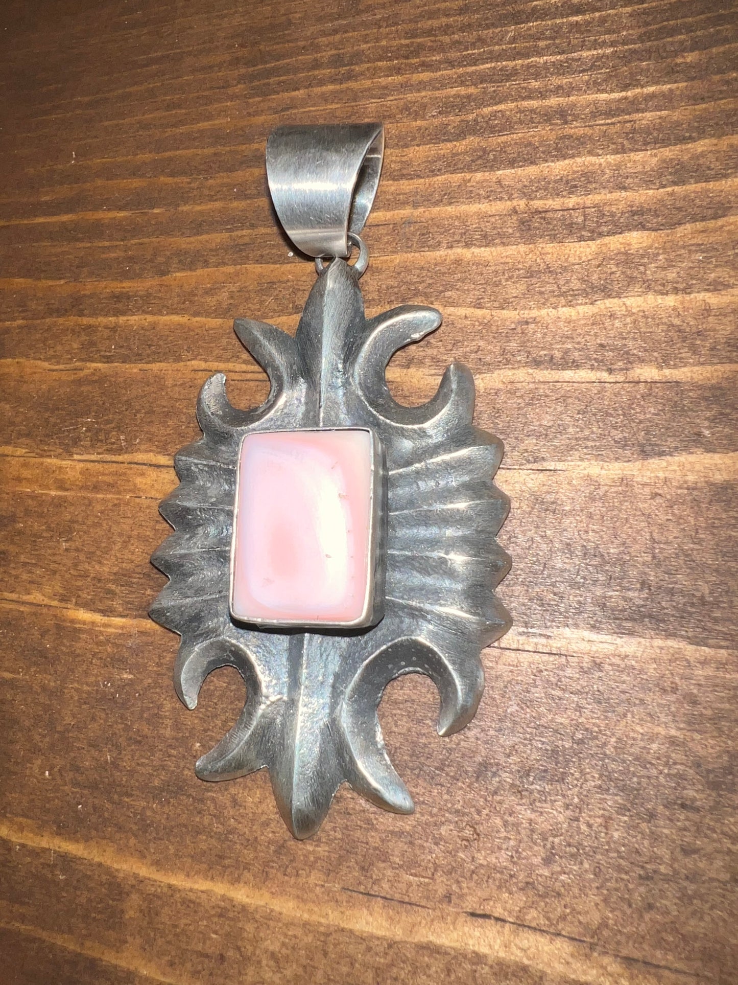 Gorgeous Sterling Silver Pink Conch Shell Pendant