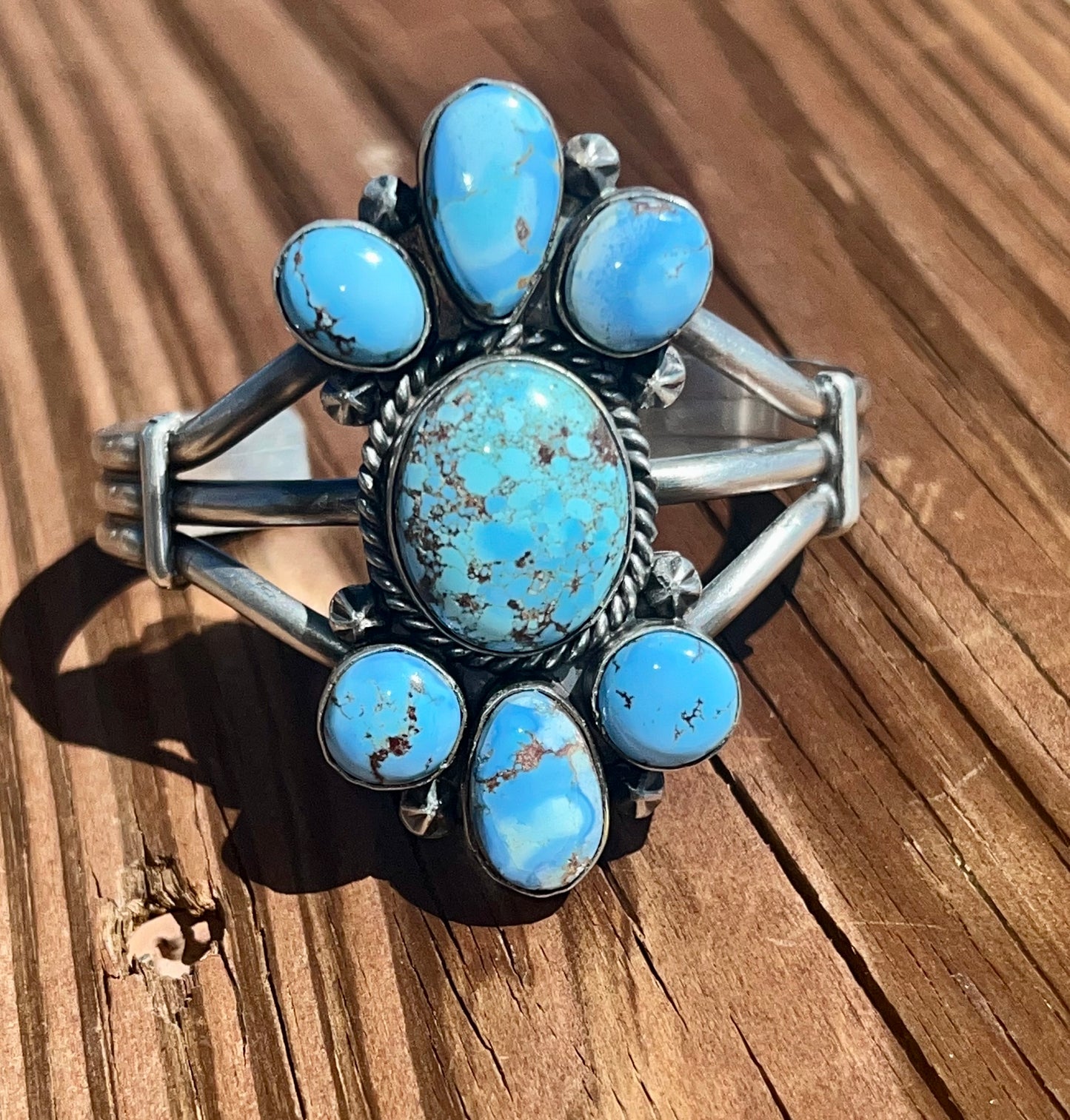 Navajo Sterling Silver Golden Hills Turquoise Bracelet