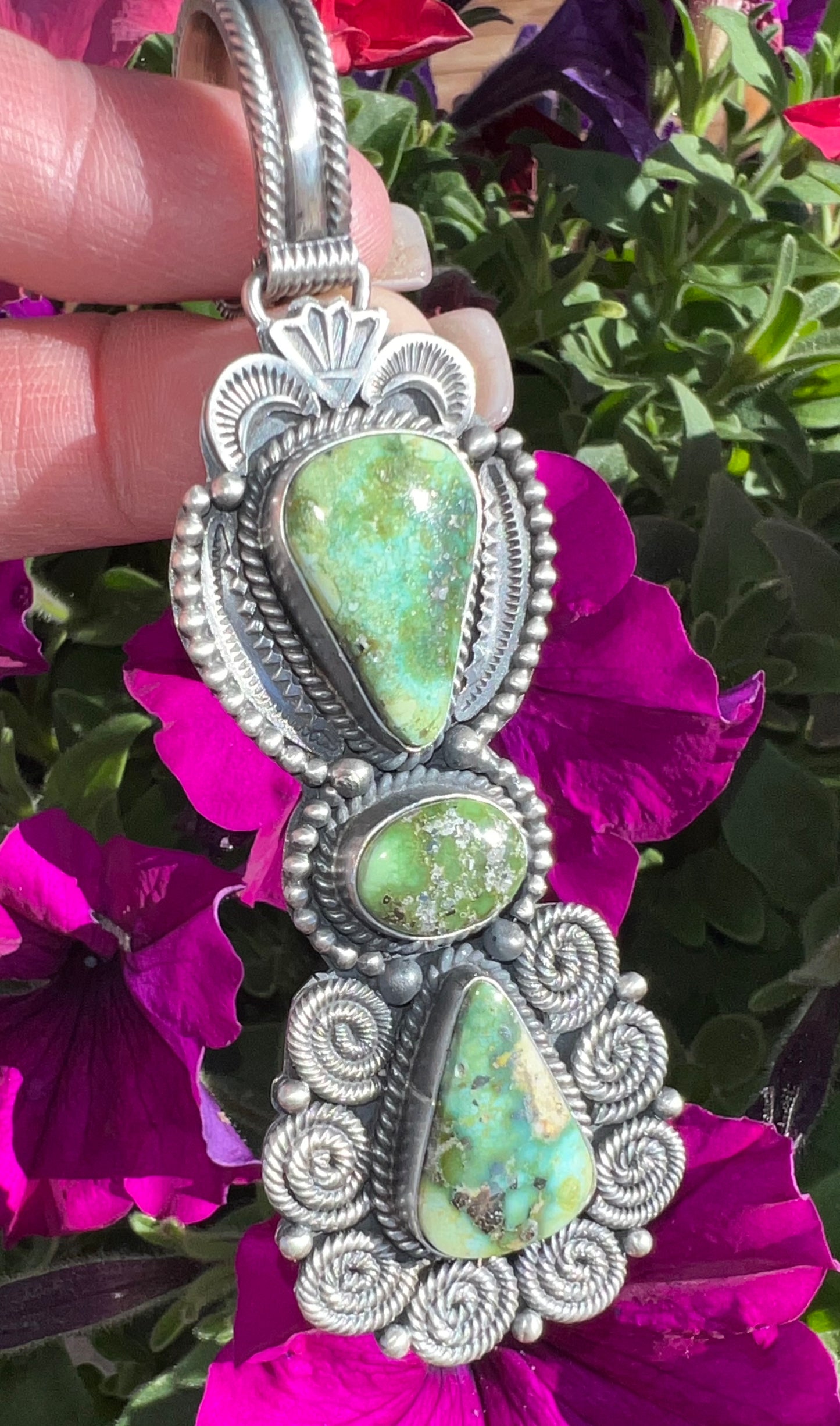 Navajo Sterling Silver Turquoise Pendant