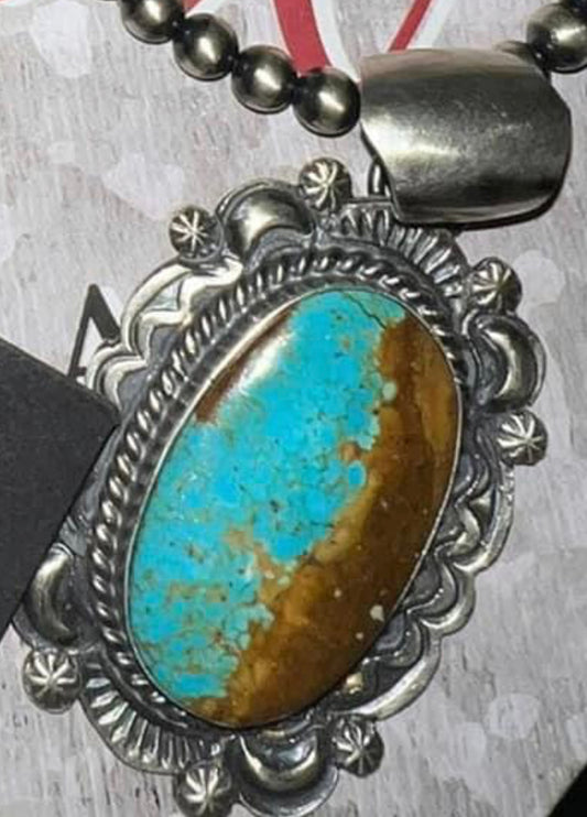 Navajo Sterling Silver Turquoise Pendant