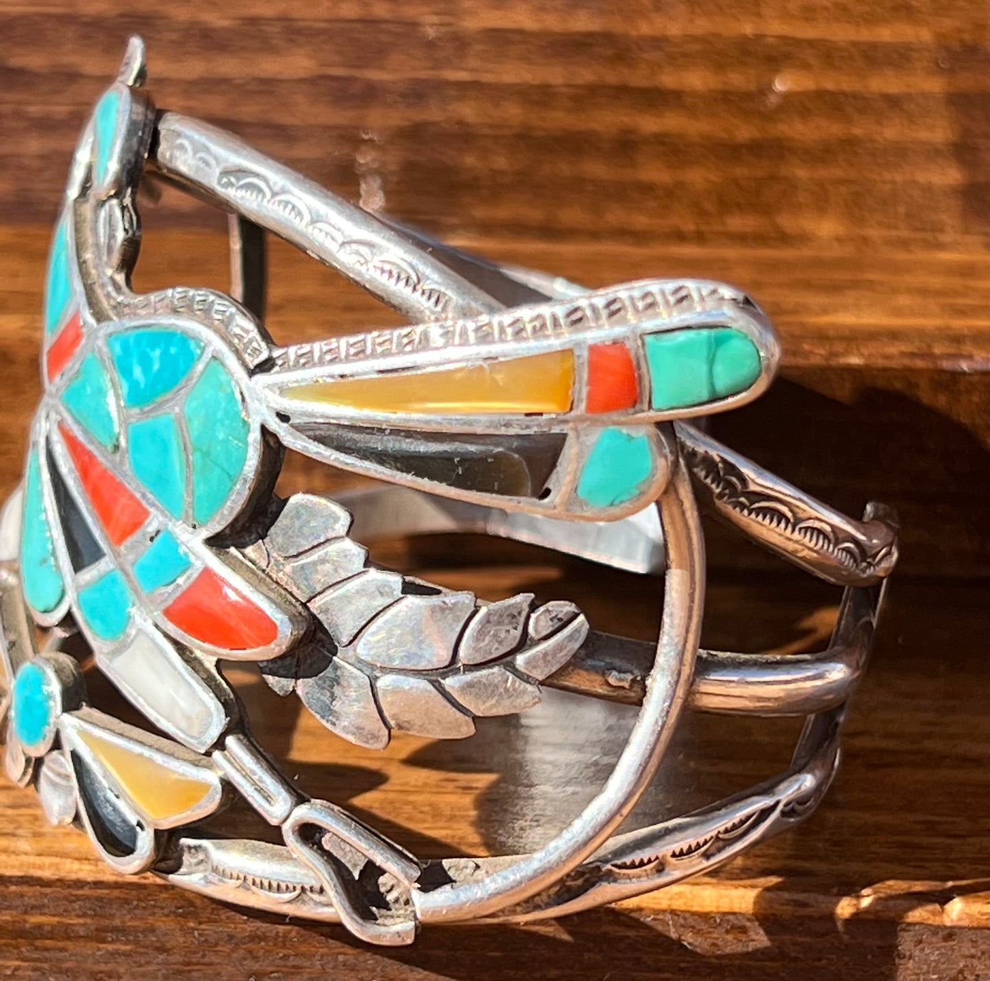 Vintage Navajo Sterling Silver Road Runner Bracelet