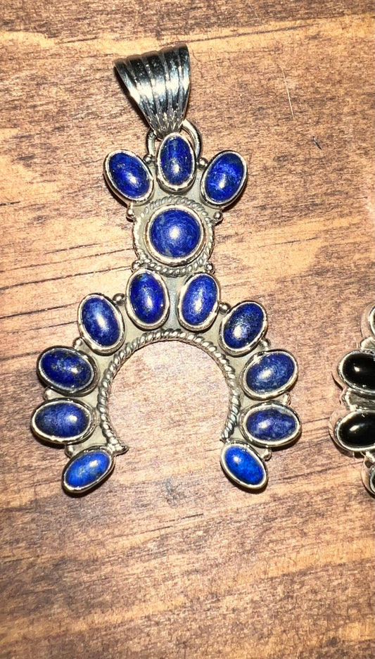 Southwest sterling silver lapis naja pendant