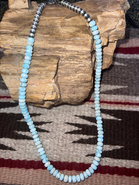 Navajo Strung Larimar Necklace Beads