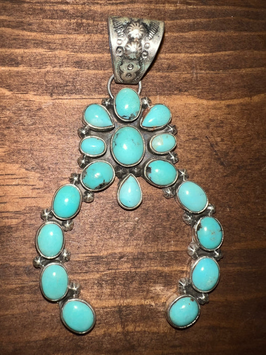 Southwest Sterling Silver Turquoise Naja Pendant