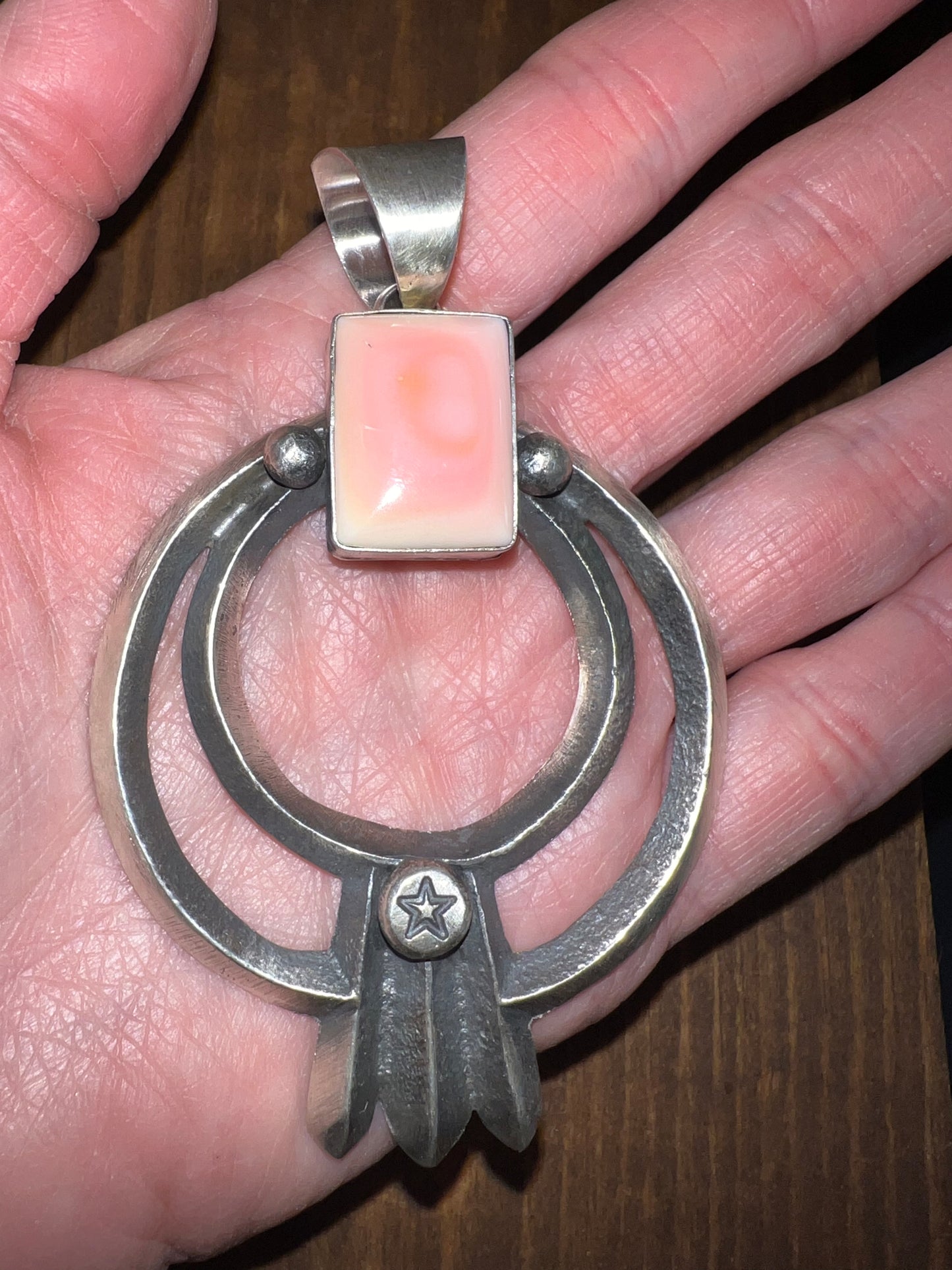 Incredible Sterling Silver Cast Pink Conch Shell Pendant