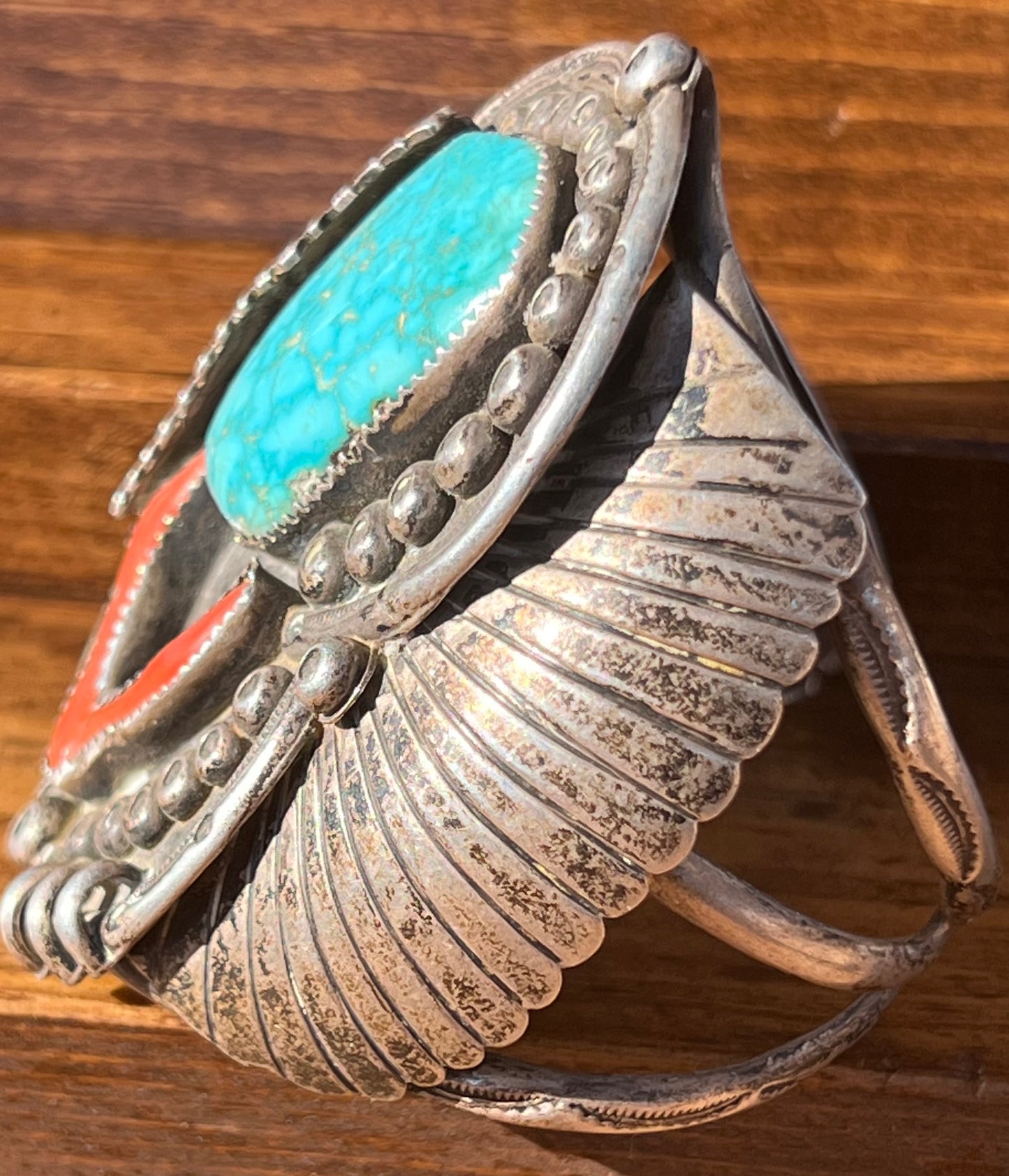 Vintage Navajo Sterling Turquoise Bracelet Cuff