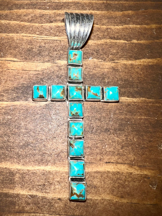 Gorgeous Sterling Silver Turquoise cross pendant