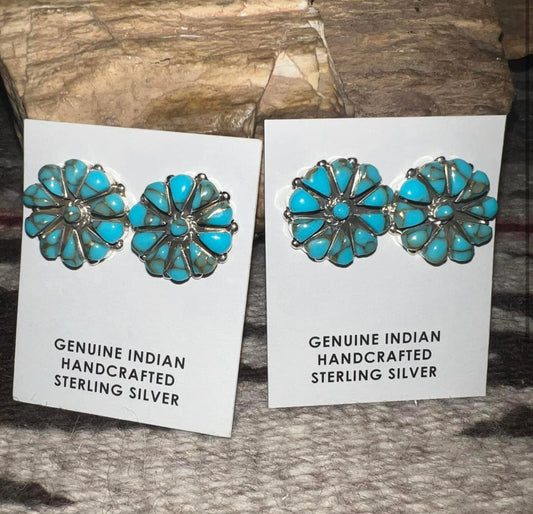 Navajo Sterling Silver Cluster Earrings